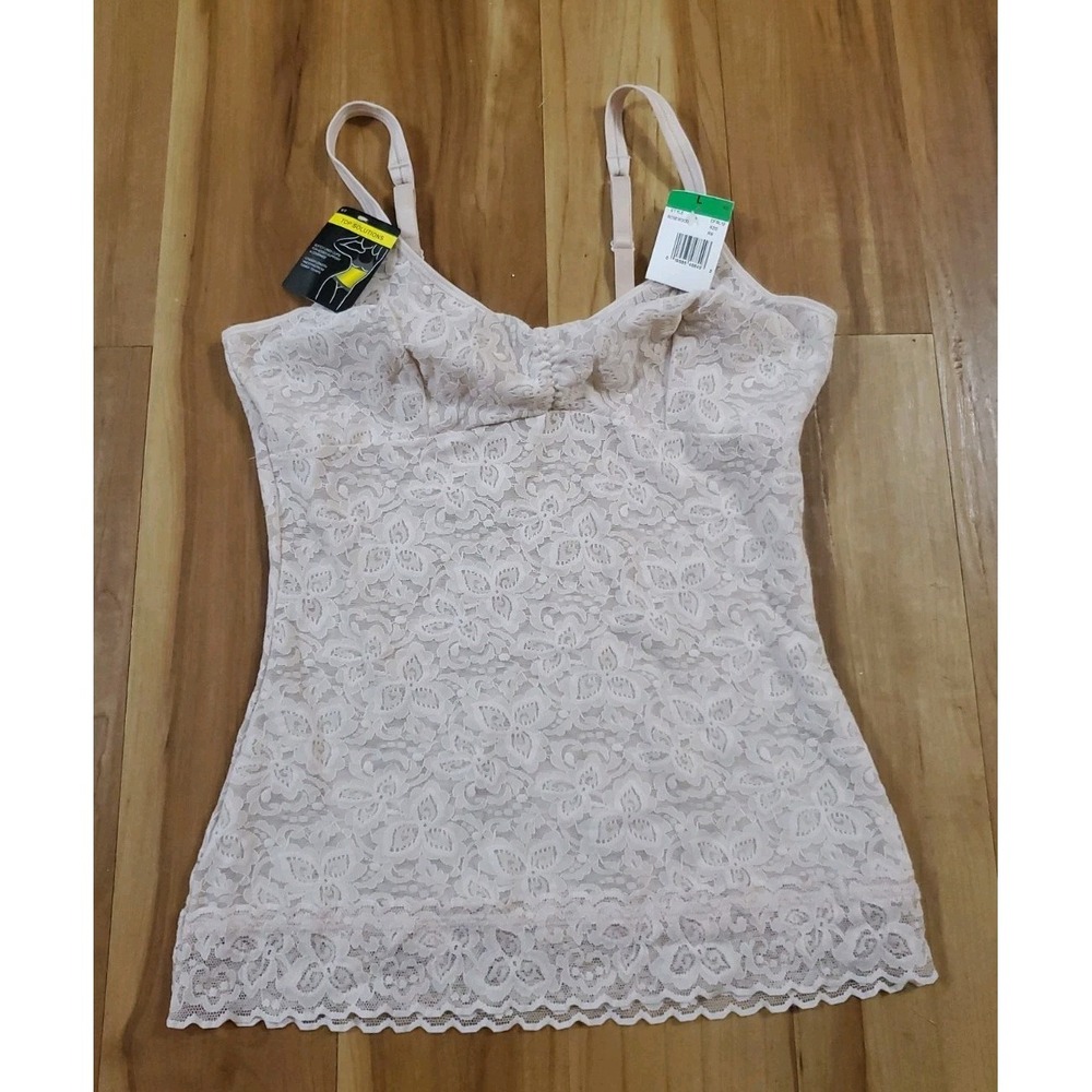 BALI Lace N Smooth Cami Womens L Rosewood Firm Control Shapewear DF8L12 NEW